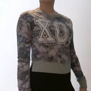 Floral cropped crew neck